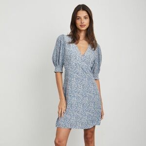 Rails Blue Floral Roma Mini Dress Garden Puff Sleeve Size Small Graduation